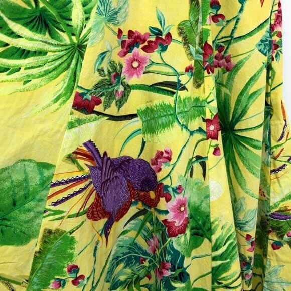 Handmade Yellow Tropical Floral Patterned Sleeveless Mini Dress size ~M - Picture 13 of 15